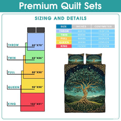 Celtic and Fantasy Quilt Set with Twisting Tree Trunk And Exposed Roots