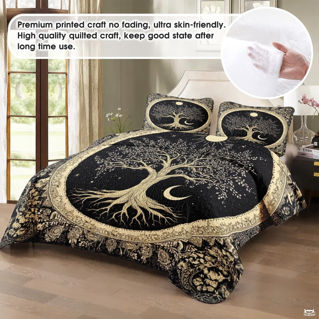 Personalized Vintage Yggdrasil Tree of Life Quilt Sets