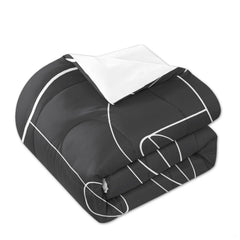 Overhead perspective of soccer bedding arranged across a sports-inspired bedroom mattress