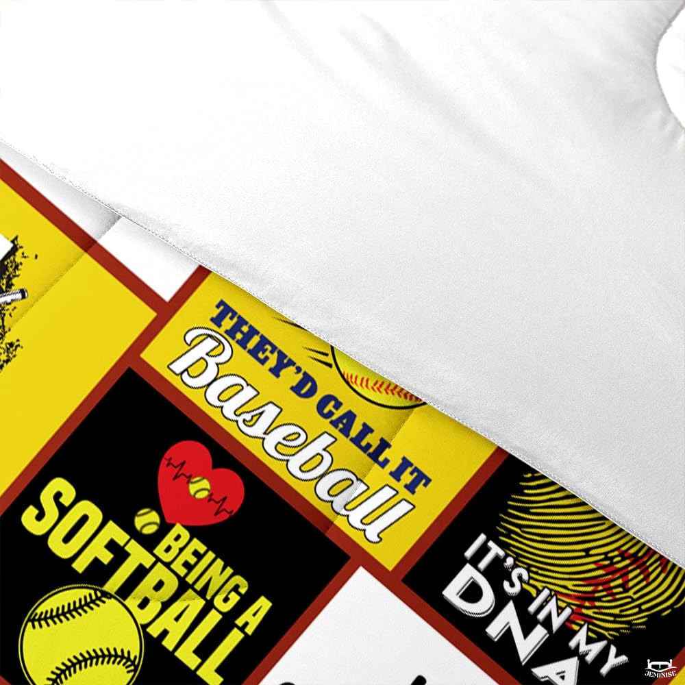 Softball Bedding Set for Softball Lover Ball Sports Theme Bedding Twin Comforter Set Girls Women Bright Teal Yellow Room Decorative Comforter Set - Twin,Queen,King Size Set Bed