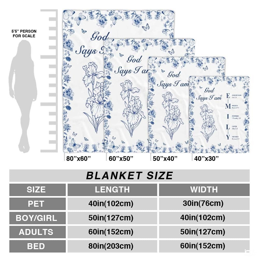 Custom Emily God Says I Am Blanket, Machine Washable