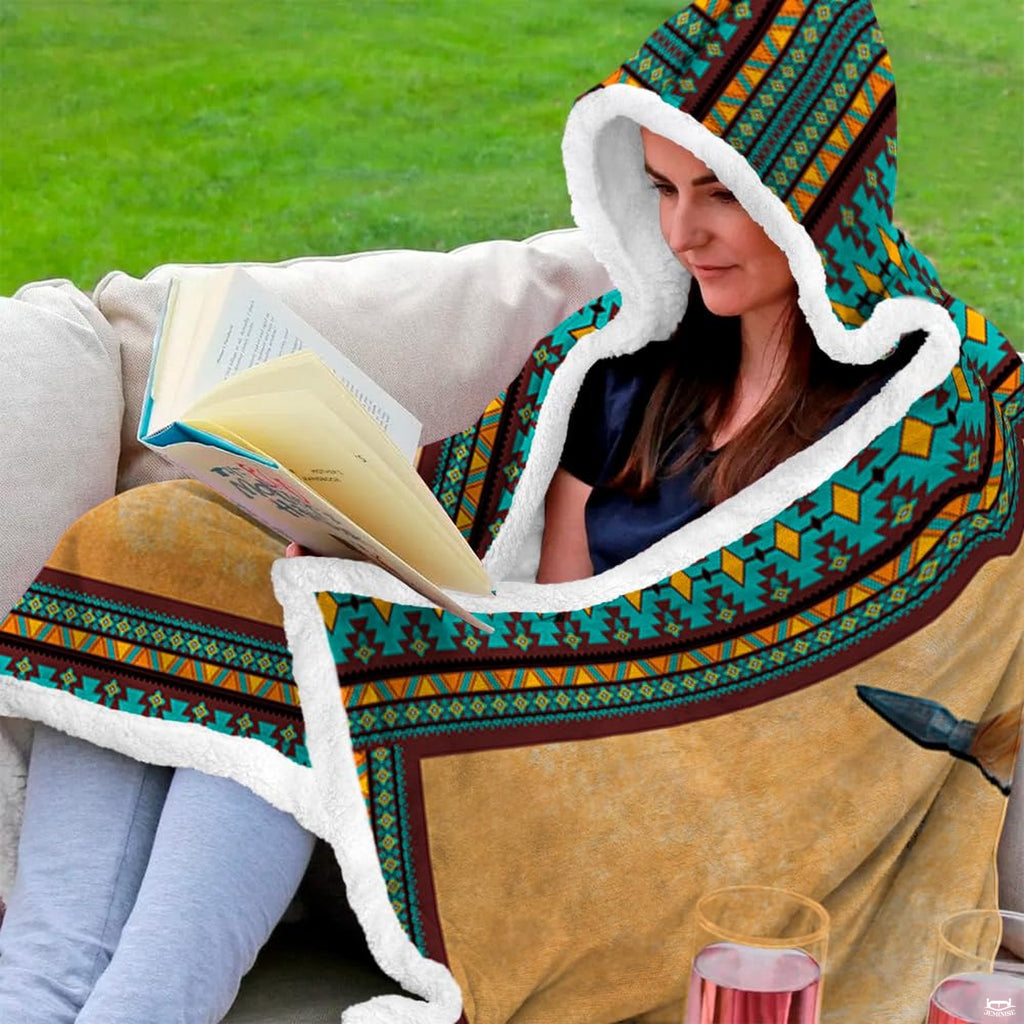 Wolf dreamcatcher throw blanket view 7 highlighting wolf pack portrait, eagle feathers, and tribal patterns