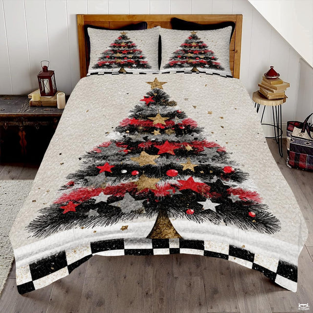 Christmas Bedding Quilt – Soft Microfiber Holiday Bedspread, Lightweight Winter Bedding, Cozy Xmas Quilts for Couch, Bedroom & Seasonal Home Decorations (Christmas Quilt-DS11)
