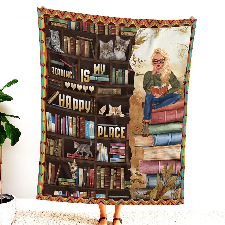 Jeminise Customized Reading Blanket for Book Lovers, Personalized Daughter Gift