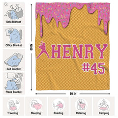 Bedding set displayed in modern bedroom interior showing waffle pattern and dessert baseball motif.