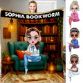 Personalized Cozy Room Sophia Bookworm Reading Girl Blanket - Book