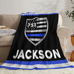Dimension reference diagram for police shield tribute blanket