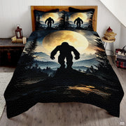 Personalized Bigfoot Moon Mountain Night Quilt Set, Machine Washable
