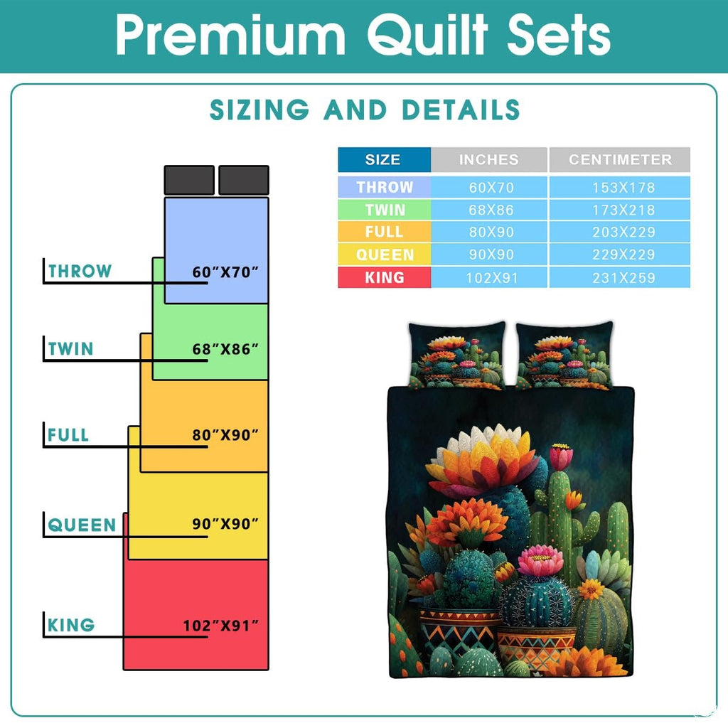 Personalized Vibrant Cactus and Desert Flowers Quilt Set