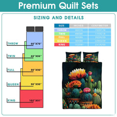 Personalized Vibrant Cactus and Desert Flowers Quilt Set