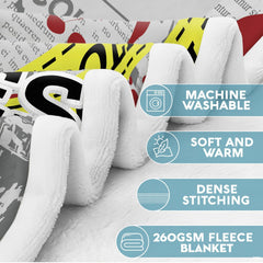Close-up perspective of printed edge and white reverse lining beside product feature icons.