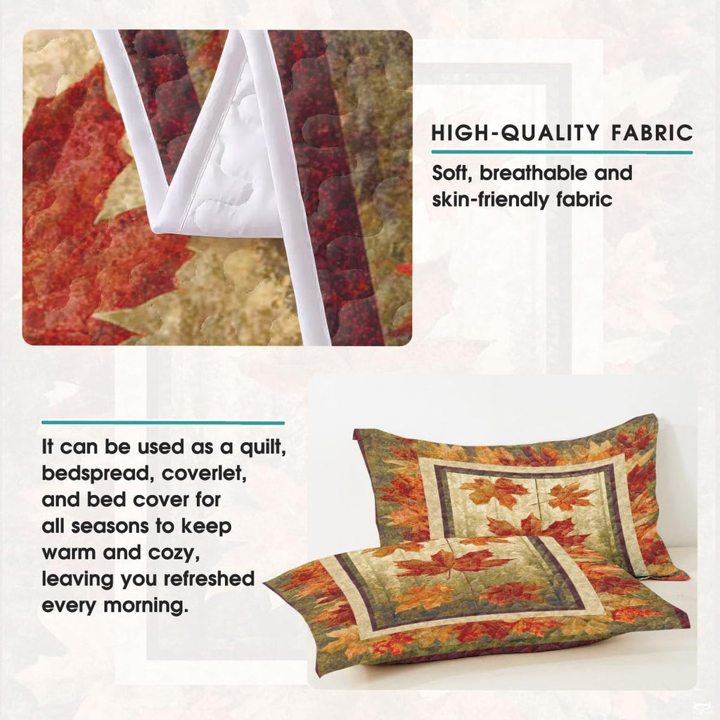 Coordinated pillow sham displaying romantic fall foliage graphics from the autumn bedding set