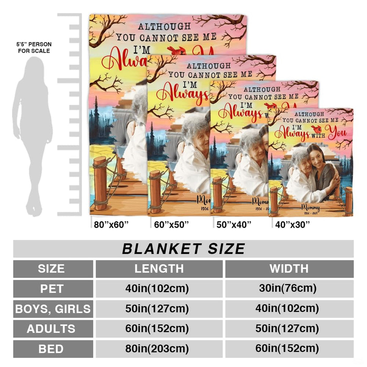 Pier sunset memorial throw blanket spread neatly over a bedroom bed