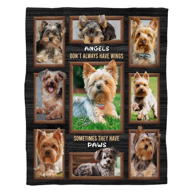 Yorkshire Terrier framed photo collage blanket flat product display.