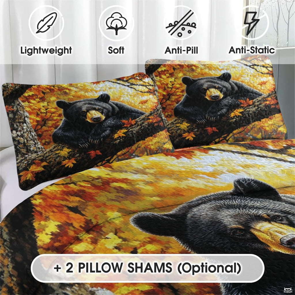 Matching pillowcase detail for woodland bedding set featuring coordinating bear family motifs