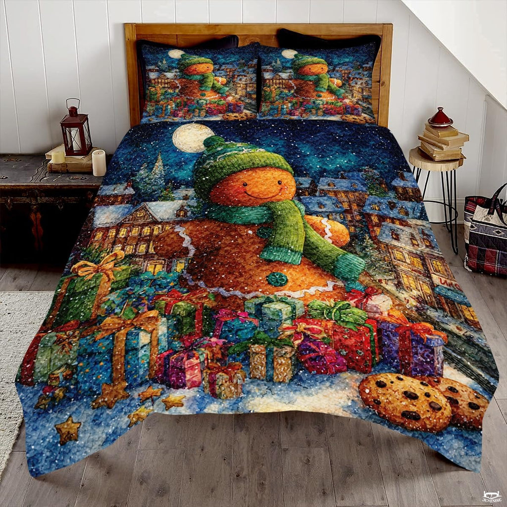 Christmas Bedding Quilt – Soft Microfiber Holiday Bedspread, Lightweight Winter Bedding, Cozy Xmas Quilts for Couch, Bedroom & Seasonal Home Decorations (Christmas Quilt-DS09)