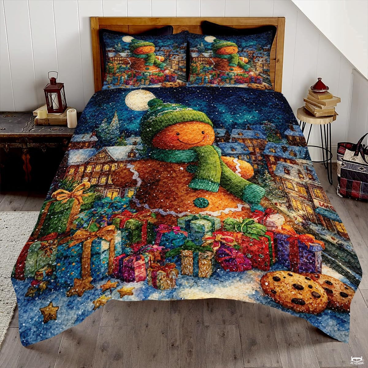 Christmas Bedding Quilt – Soft Microfiber Holiday Bedspread, Lightweight Winter Bedding, Cozy Xmas Quilts for Couch, Bedroom & Seasonal Home Decorations (Christmas Quilt-DS09)