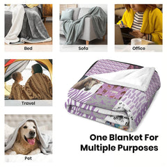 Lavender equestrian horse patchwork collage graphic blanket showing watercolor portraits and chevrons view 6