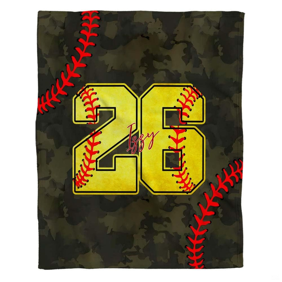 Display angle highlighting curved red baseball seams across an athletic sports pattern.
