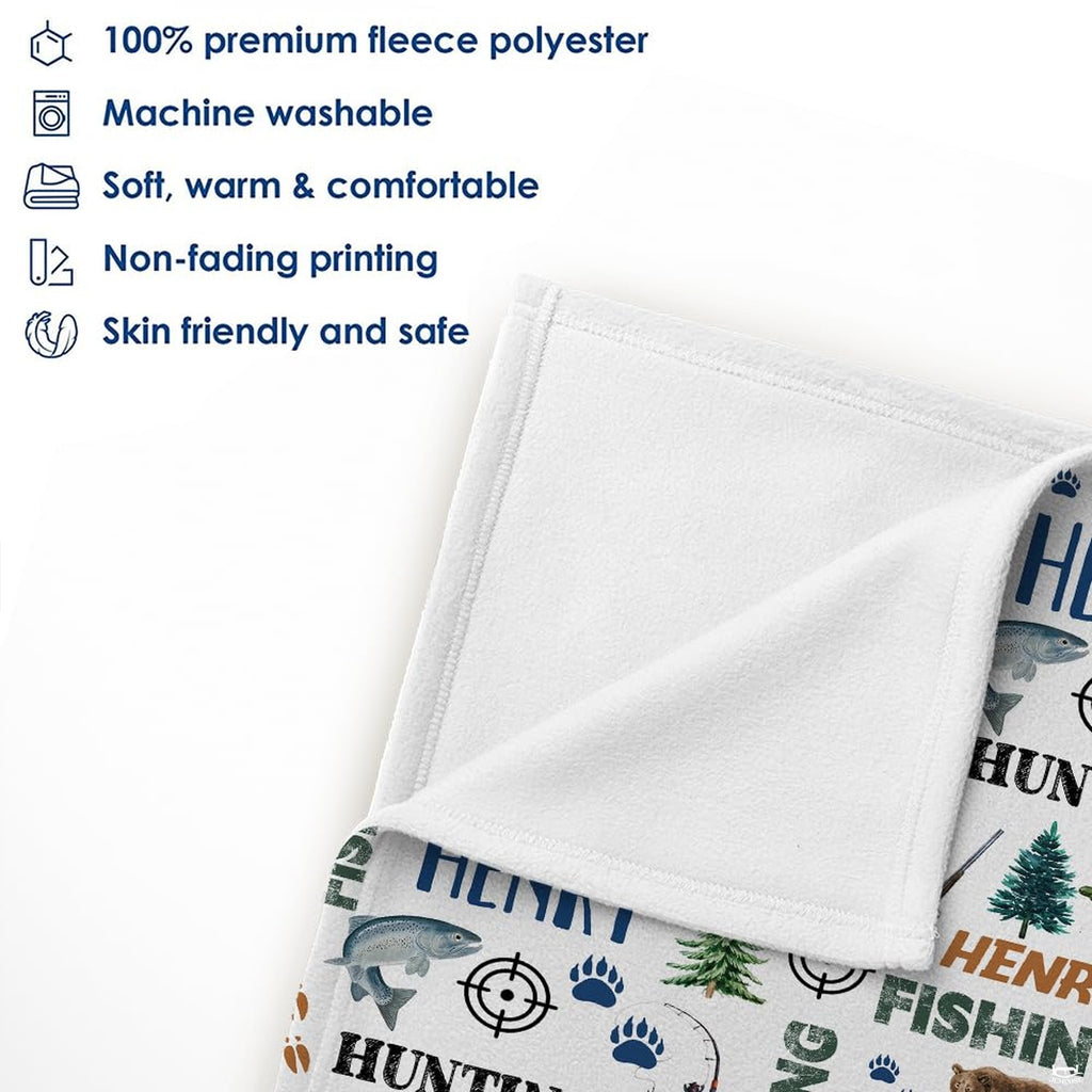 Wilderness sportsman deer bear trout blanket full flat lay display