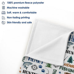 Wilderness sportsman deer bear trout blanket full flat lay display