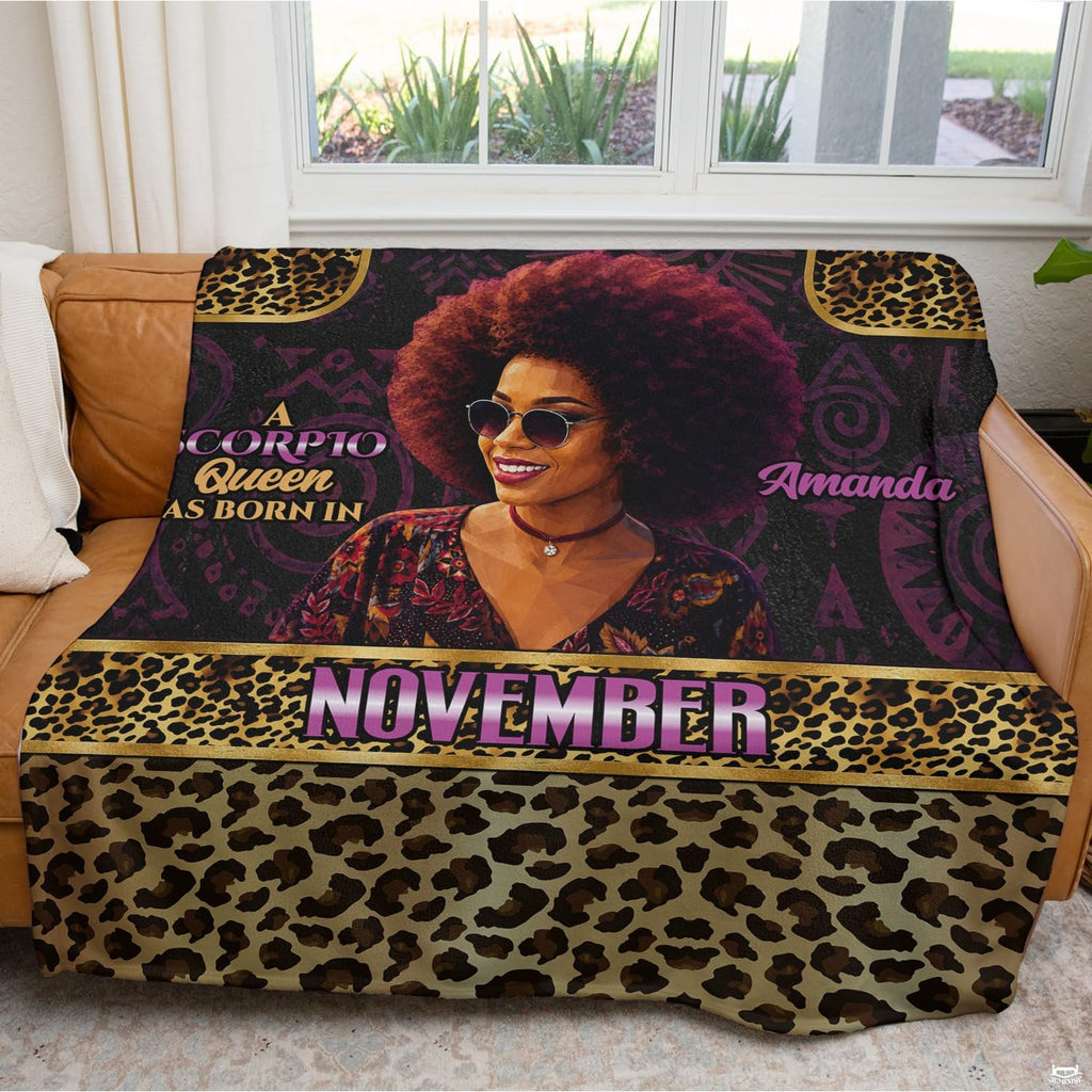 Rich golden borders framing a stylized portrait illustration on a contemporary bed display.