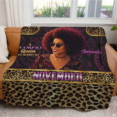 Rich golden borders framing a stylized portrait illustration on a contemporary bed display.