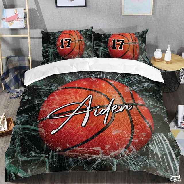 Personalized Basketball Shattered Glass Comforter with Name and Number