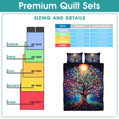 Personalized Colorful Tree of Life Quilts, Yggdrasil Quilt King