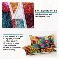 Personalized Vibrant Embroidered Desert Cactus Quilt Set