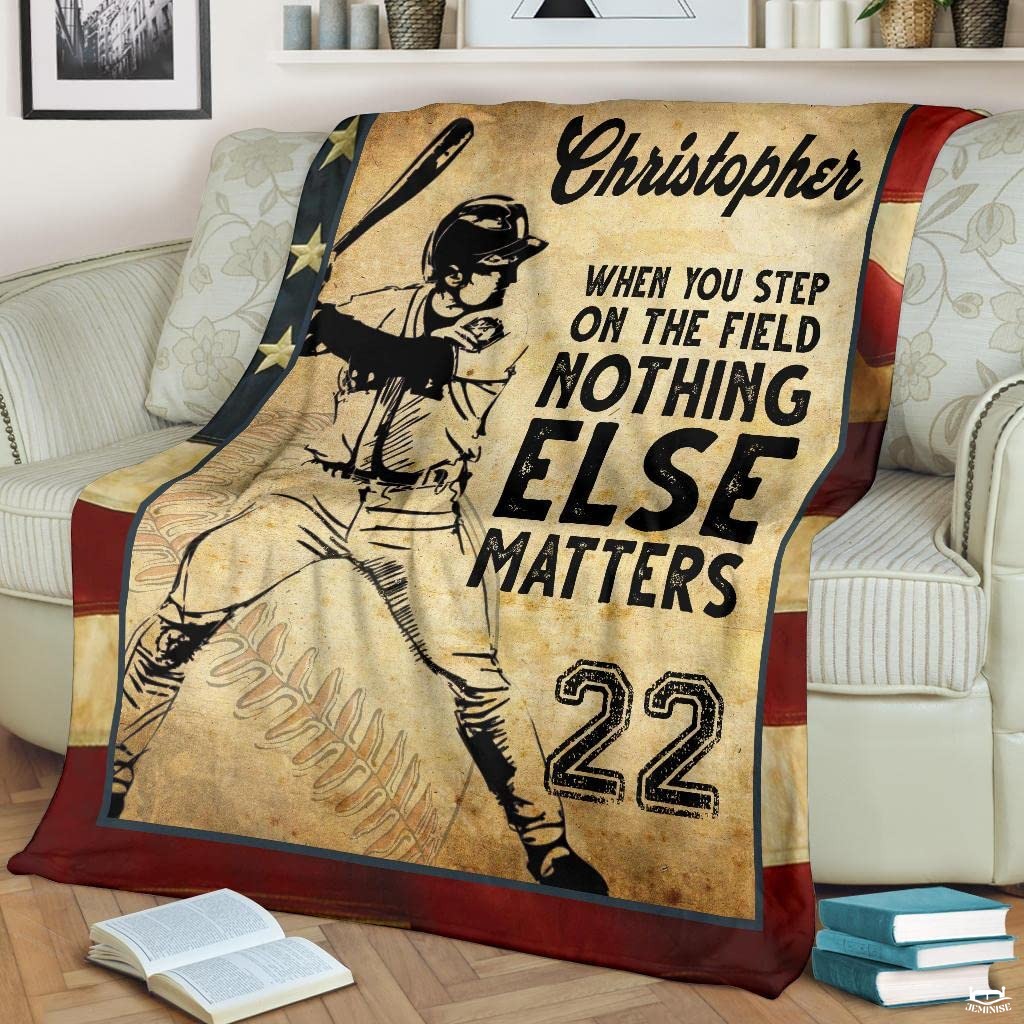 Custom Name Catcher Batter Baseball Baseball Throw, Baseball Blanket Gift Baseball Bedding Gift for Adult, Christmas New Years Gift for Baseball Player, Pitcher Gift (Baseball Design 10)
