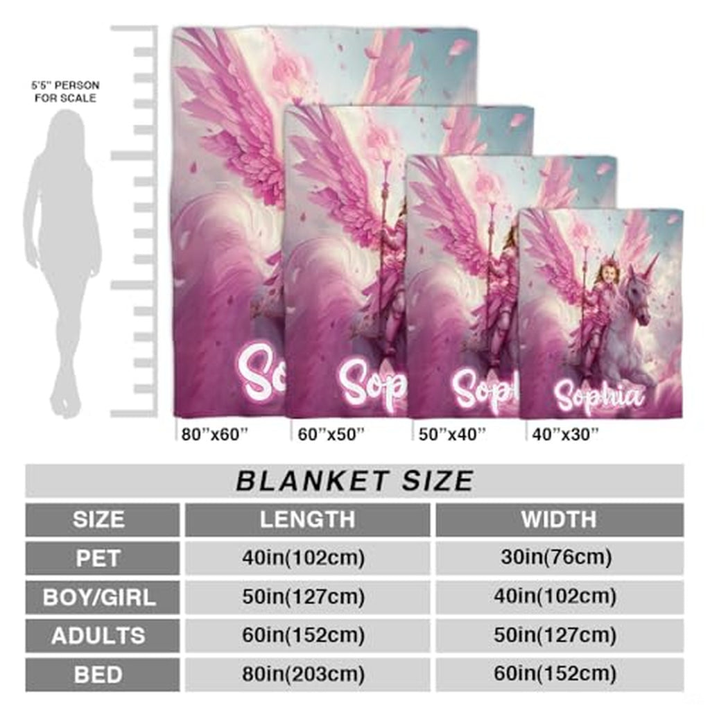 Personalized Unicorn Blanket for Girl with Name, Upload Photo Face Unicorns Blanket Throw Soft Flannel, Unique Gift for Girl Christmas Birthday Gifts