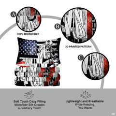 Detail collage of responder flag artwork with close-up pattern views
