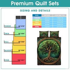 Celtic Mythology Tree of Life Quilt Set With Celtic Knotwork Border