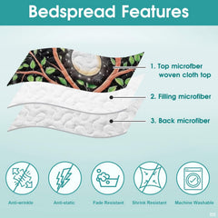 Side perspective of Celtic Tree of Life bedding illustrating celestial starfield background and bohemian bedroom decor