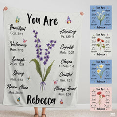 Personalized Christian Lavender Butterfly Blanket, Lightweight