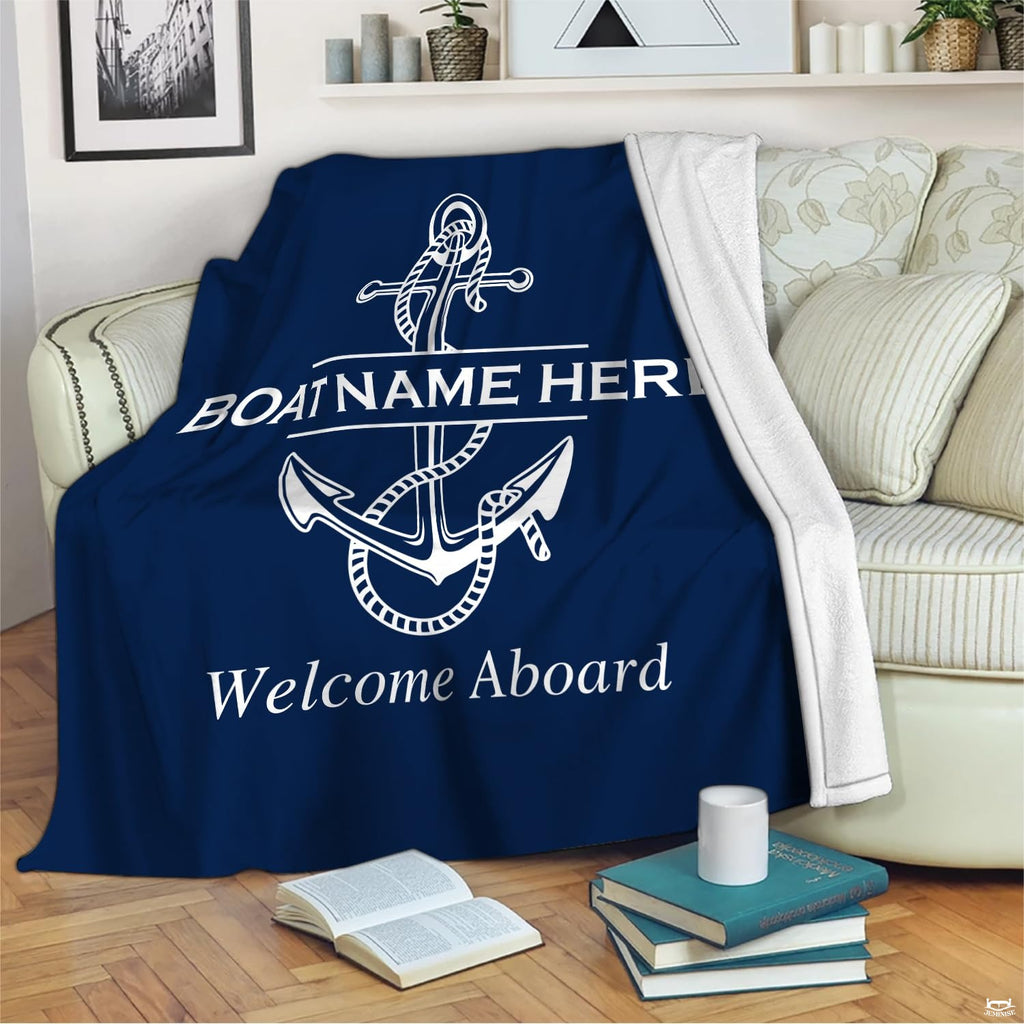 Coastal motif bedding showcasing classic nautical anchor and maritime graphic styling.