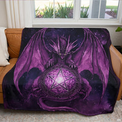 Close view of gothic dragon wings and mystical pentagram artwork