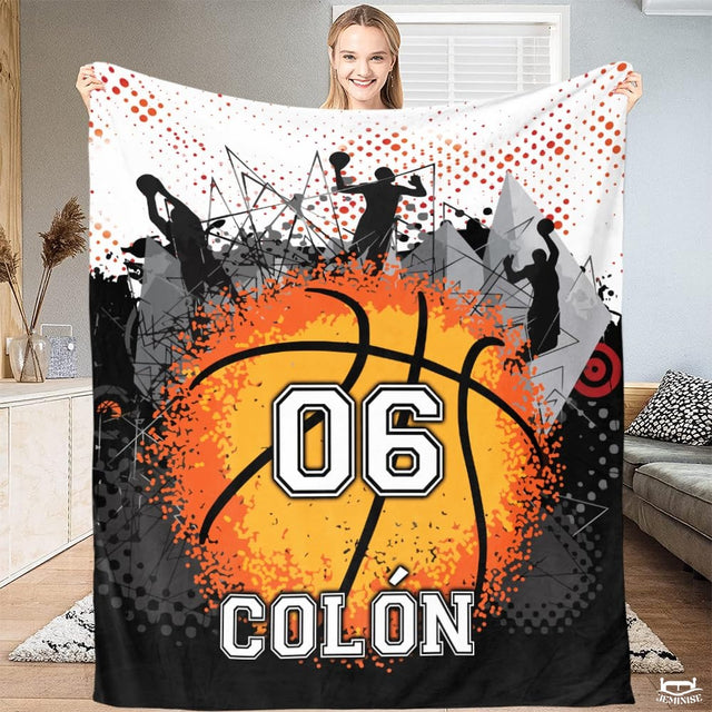 Custom Basketball Players Blanket with Name and Number