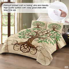Nature and Mythology Tree of Life Quilt Set With Twisted Tree Trunk