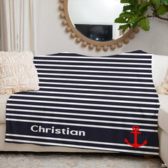 Maritime sailor stripe pattern showcasing deep ocean blue and white horizontal lines.