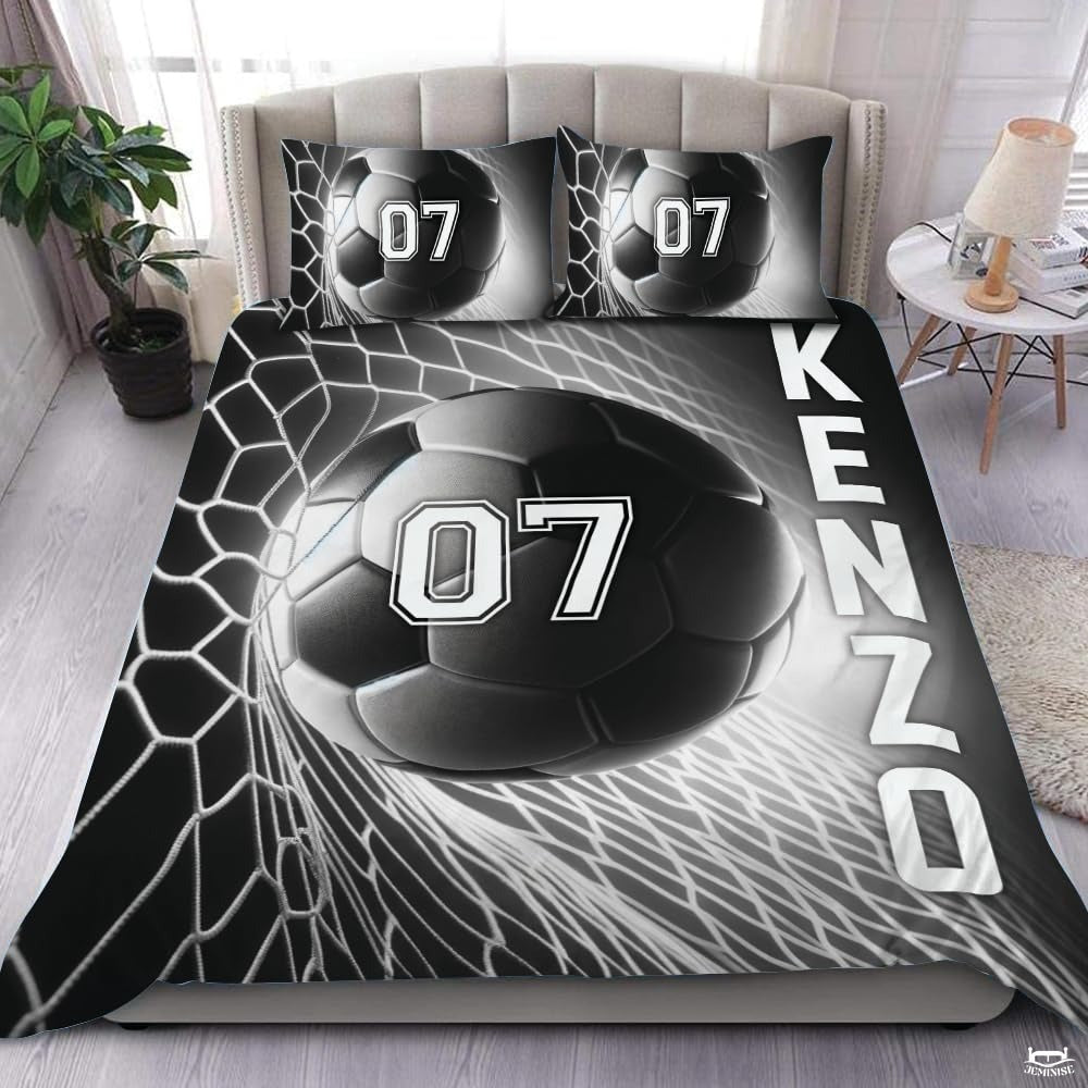 Custom Soccer Net with Number 07 Comforter Set, Machine Washable