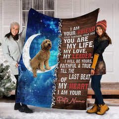 Rustic celestial canine graphic blanket draped across bedroom bed