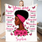 Empowering Black Woman Faith Affirmation Throw Blanket