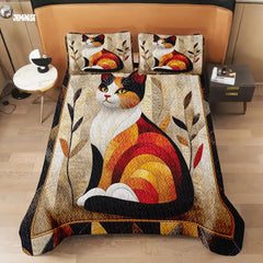 Jeminise Cat Farmhouse Quilt Set, Cozy Animal Bedding