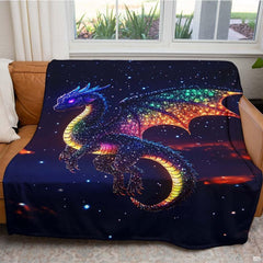 Size guide display showing multiple dimension choices for the celestial dragon throw blanket