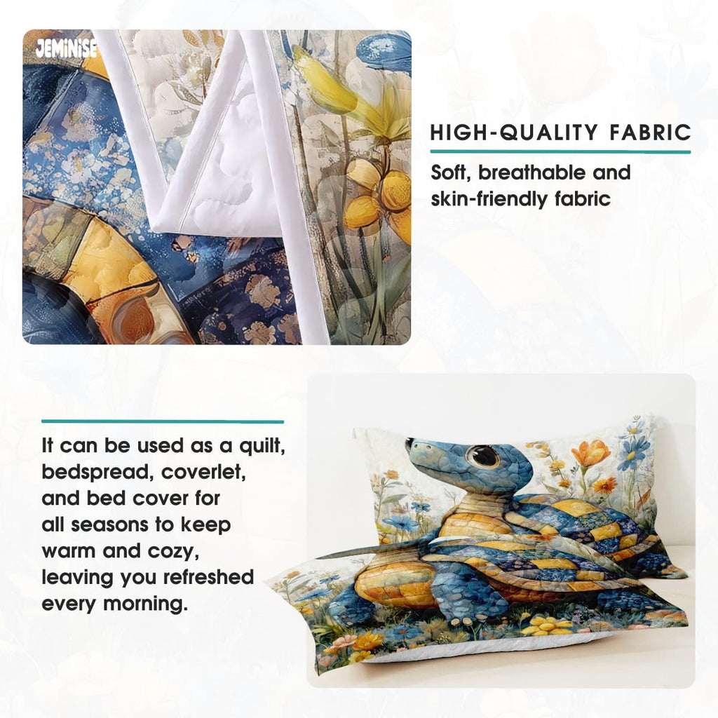 Jeminise Cat Farmhouse Quilt Set, Cozy Animal Bedding