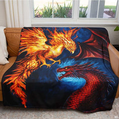Measurement sizing chart for the phoenix dragon throw blanket presenting available dimension choices.