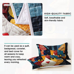 Jeminise Cat Farmhouse Quilt Set, Cozy Animal Bedding