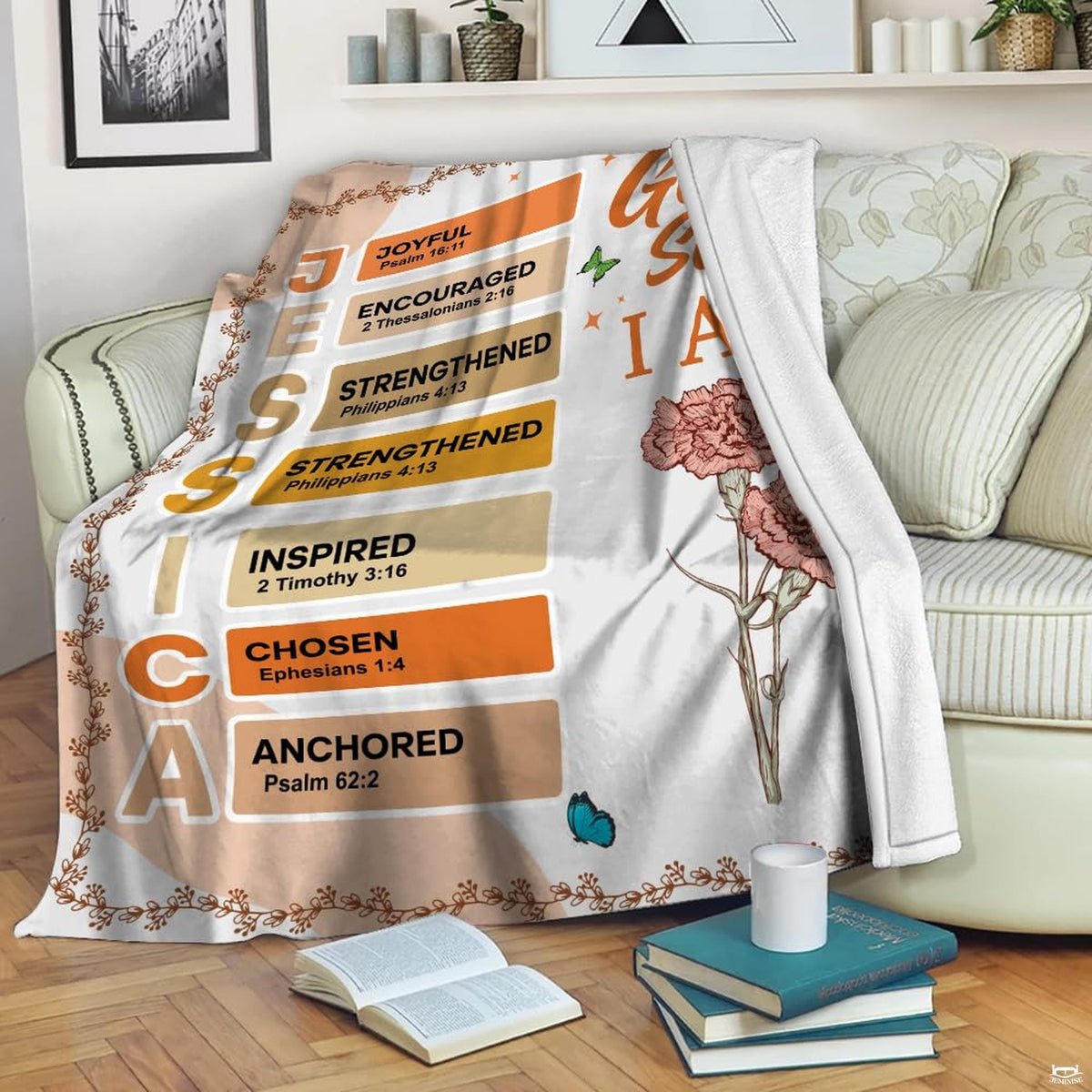 Wildflower bed cover visual featuring twelve delicate floral stems and elegant cursive script.
